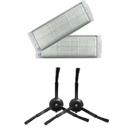 srfn ticaret Xiaomi Mop 2 Pro MJST1SHW Uyumlu Hepa ve Yan Fırça (Siyah) Seti - 4 Parça