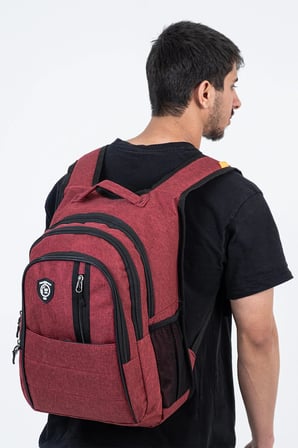 Çok Gözlü Ergonomik Sırt Çantası Su İtici Unisex Okul, Günlük ve Seyahat Çantası Kırmızı
