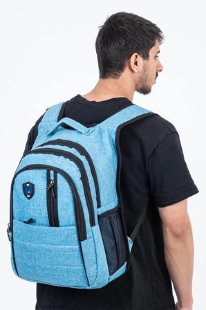 Çok Gözlü Ergonomik Sırt Çantası Su İtici Unisex Okul, Günlük ve Seyahat Çantası Mavi