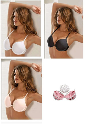 3'LÜ Paket 7034 Musette Destekli 2 Beden Büyük Gösteren Sihirli Sütyen YIKAMA TOP HEDİYELİ
