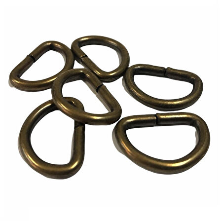 D Metal Halka, Çanta Sapı İçin D Halka 5 Adet Antik Kahve 2 cm