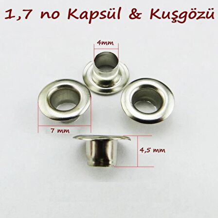 Kapsül & kuşgözü 1,7 no 230 Adet  (Alt Pul Dahil Değildir)