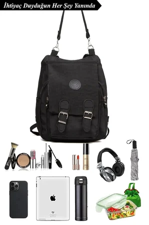 Kadın Bej Kipling Kumaş Kadın Omuz Ve Sırt Çantası