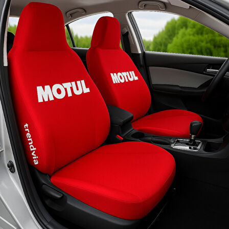 MOTUL Yazılı Kırmızı Araç Koltuk Kılıfı Seti – Universal Uyumlu, Tüm Koltuklar İçin Takım