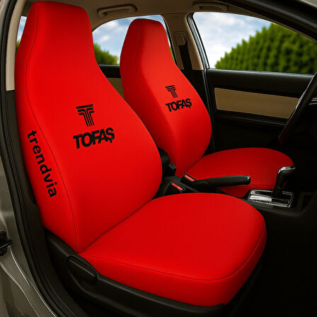 Kırmızı TOFAŞ Logolu Penye Oto Koltuk Kılıfı Takımı - Evrensel Ön ve Arka Servis Kılıfı