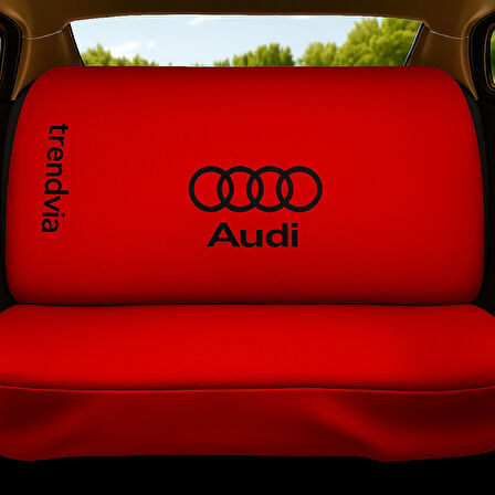 Audi Uyumlu Kırmızı Ön ve Arka Koltuk Kılıfı Seti Penye Kumaş Oto Servis Kılıfı