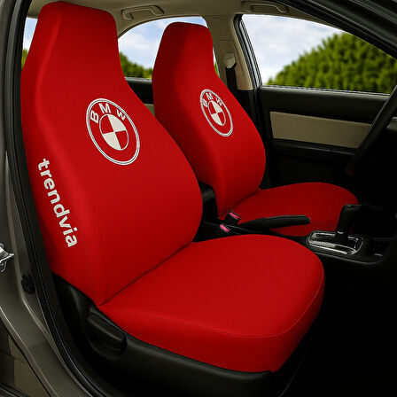 Kırmızı BMW Logolu Ön Arka Penye Araç Koltuk Kılıfı Takımı