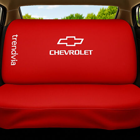 Chevrolet Logolu Kırmızı Penye Oto Servis Kılıfı – Ön ve Arka Koltuk Seti