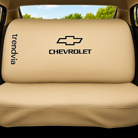 Chevrolet Logolu Açık Bej Penye Oto Koltuk Kılıfı – Ön ve Arka Koltuklara Uygun Takım
