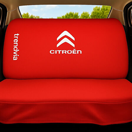 Citroen Logolu Kırmızı Oto Servis Koltuk Kılıfı – Penye Kumaş Ön ve Arka Takım