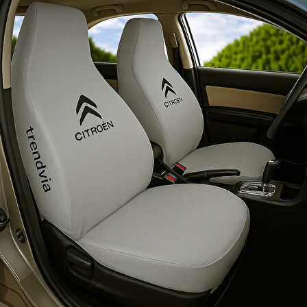 Citroen Logolu Açık Gri Oto Servis Koltuk Kılıfı – Penye Kumaş, Ön ve Arka Takım