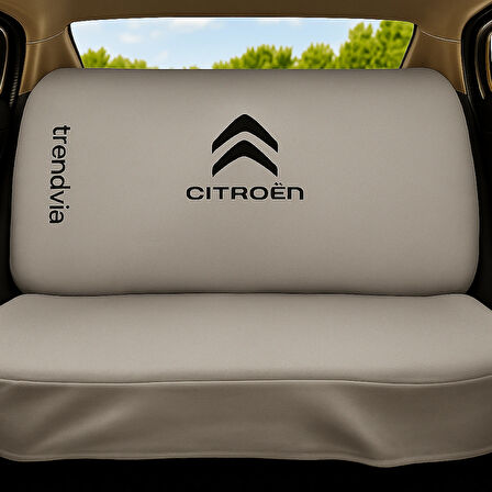 Citroen Logolu Açık Gri Oto Servis Koltuk Kılıfı – Penye Kumaş, Ön ve Arka Takım