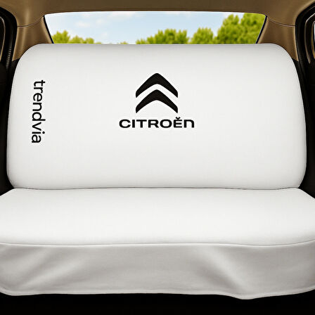 Citroen Logolu Beyaz Penye Oto Servis Kılıfı – Ön ve Arka Koltuk Takımı