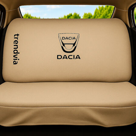 Açık Bej Penye Kumaş Ön ve Arka Dacia Logolu Oto Koltuk Kılıfı Takımı - Servis Tipi