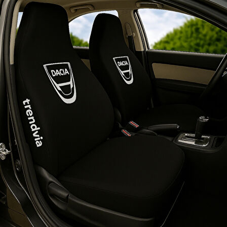 Siyah Penye Kumaş Dacia Logolu Ön ve Arka Oto Koltuk Kılıfı Takımı - Servis Tipi