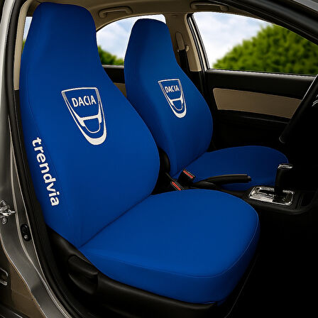 Mavi Penye Kumaş Dacia Logolu Ön ve Arka Oto Koltuk Kılıfı Takımı - Servis Tipi