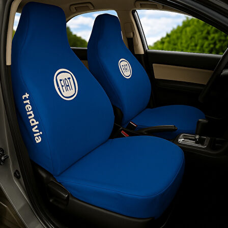Mavi Renk Penye Fiat Logolu Ön Arka Koltuk Kılıfı Seti | Oto Servis Kılıfı