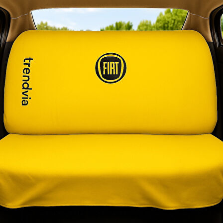 Sarı Penye Kumaş Fiat Logolu Ön ve Arka Oto Koltuk Kılıfı Takımı - Servis Tipi Koruyucu