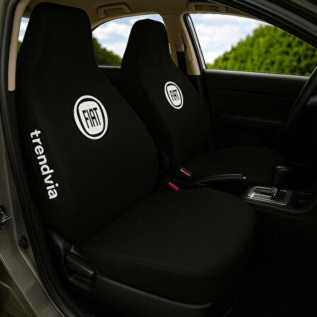 Fiat Logolu Siyah Oto Koltuk Kılıfı Takımı | Ön ve Arka Penye Servis Kılıfı