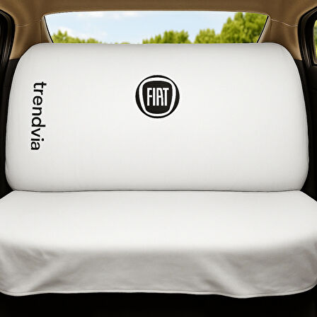 Beyaz Penye Kumaş Fiat Logolu Ön ve Arka Oto Koltuk Kılıfı Takımı - Servis Tipi