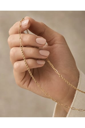 14 Ayar Altın Ataç ve Halat Burgu Model Zincir Kolye