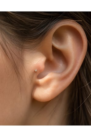14 Ayar Altın Kare Tektaş Tragus Piercing 2 mm