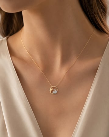 8 Ayar Altın Pırlantalı Aşkın Kuğuları Kolye