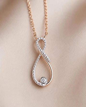 8 Ayar Rose Altın Pırlantalı Sonsuzluk Damlası Kolye