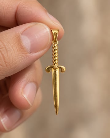 14 Ayar Altın Hançer Kolye Ucu – 4 cm
