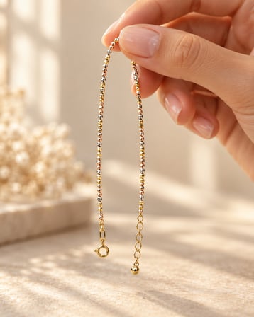 14 Ayar Altın Üç Renkli Mini Dorika Bileklik – 19 cm