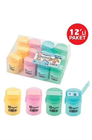 2 adet Çift Hazneli Pastel Renk Kalemtraş P-6102