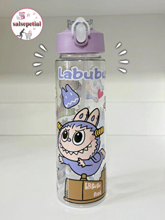 Labubu Su Matarası Labubu Suluk Labubu Figürlü Su Şişesi Labubu Matara Pipetli Matara 650ml