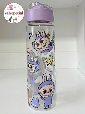 Labubu Su Matarası Labubu Suluk Labubu Figürlü Su Şişesi Labubu Matara Pipetli Matara 650ml