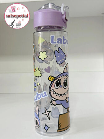 Labubu Su Matarası Labubu Suluk Labubu Figürlü Su Şişesi Labubu Matara Pipetli Matara 650ml