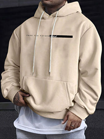 Unisex Oversize Kapüşonlu Sweatshirt Face The Future