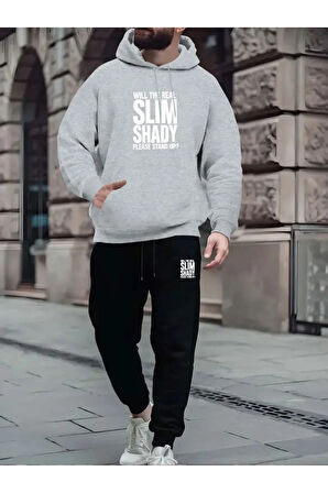 Slim Shady Baskılı Polar Astarlı Unisex Eşofman Takımı
