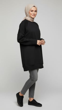 Ece Giyim Tesettür Tunik Siyah 2XL
