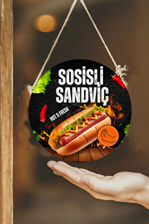 Sosisli Sandviç Salonu için Tek Taraflı Karşılama Tabelası, Pide Dükkan Kapı Duvar Tablo Pano Süs