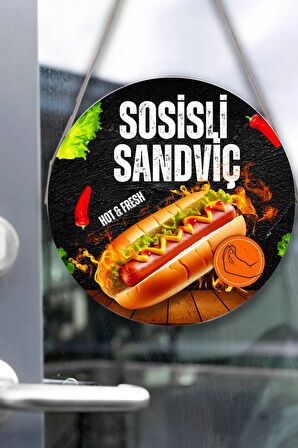 Sosisli Sandviç Salonu için Tek Taraflı Karşılama Tabelası, Pide Dükkan Kapı Duvar Tablo Pano Süs