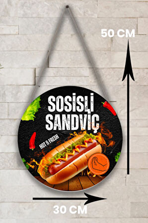 Sosisli Sandviç Salonu için Tek Taraflı Karşılama Tabelası, Pide Dükkan Kapı Duvar Tablo Pano Süs