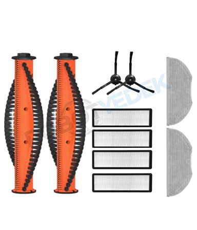 Xiaomi S10T STFCR01SZ Uyumlu Yedek Ana Fırça Hepa Filtre Siyah Yan Fırça Mop-10 Parça