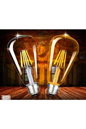 4 Adet Rustik Ampul St64 4w Led Dekoratif Vintage Ampul
