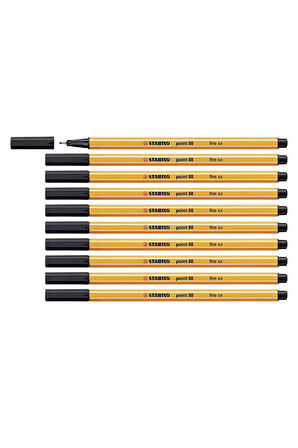 point 88 - İnce Keçe Uçlu Kalem - Siyah (10 Adet)