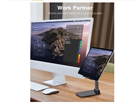 qasul Yeni Nesil Sarsılmaz Masa Üstü Tablet Ve Telefon Tutucu Stand Asansörlü Uzunluk Ayarlı Silikon Pedli