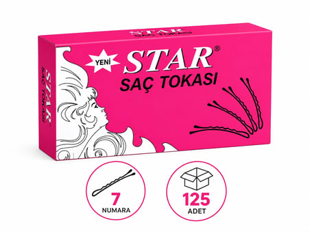 No:7 (BÜYÜK BOY) Profesyonel Tel Saç Tokası 125 Adet Siyah Topuz Tokası Kuaför Tipi Saç Toplama ve Şekillendirme Tokası 0.70