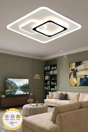 Stark Plafonyer Modern Tasarım 3 Renk Işıklı Ultra Power Ledli Avize - Kumandasız