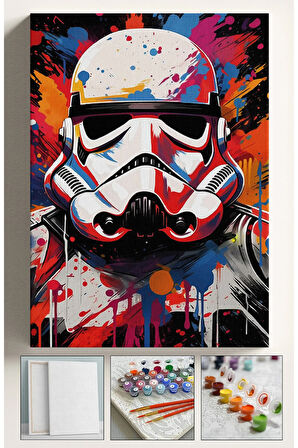 Sayılarla Boyama Tuval Seti Fırça Boya Dahil (Çıtalı) 40x50 CM - STARWARS