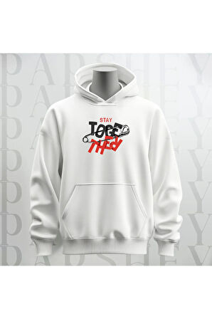 Stay Together Baskılı Kapüşonlu Sweatshirt Hoodie Kalın Kumaş 3 İplik Şardonlu