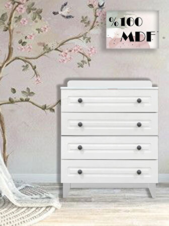 %100 MDF Stella Beyaz Bebek & Çocuk Şifonyer