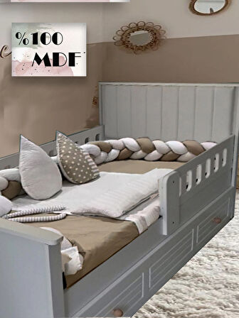 %100 MDF Stella Beyaz 90x190 Yavrulu Kapitoneli Karyola